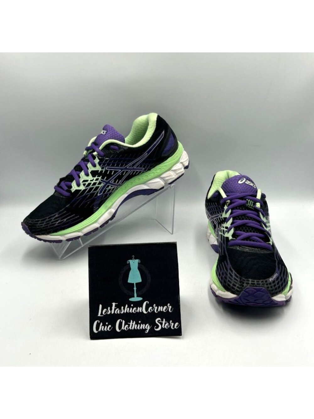 Asics Women's Purple Green Mesh Gel-Nimbus Lightweight Running Shoes Sz 8.5 3793